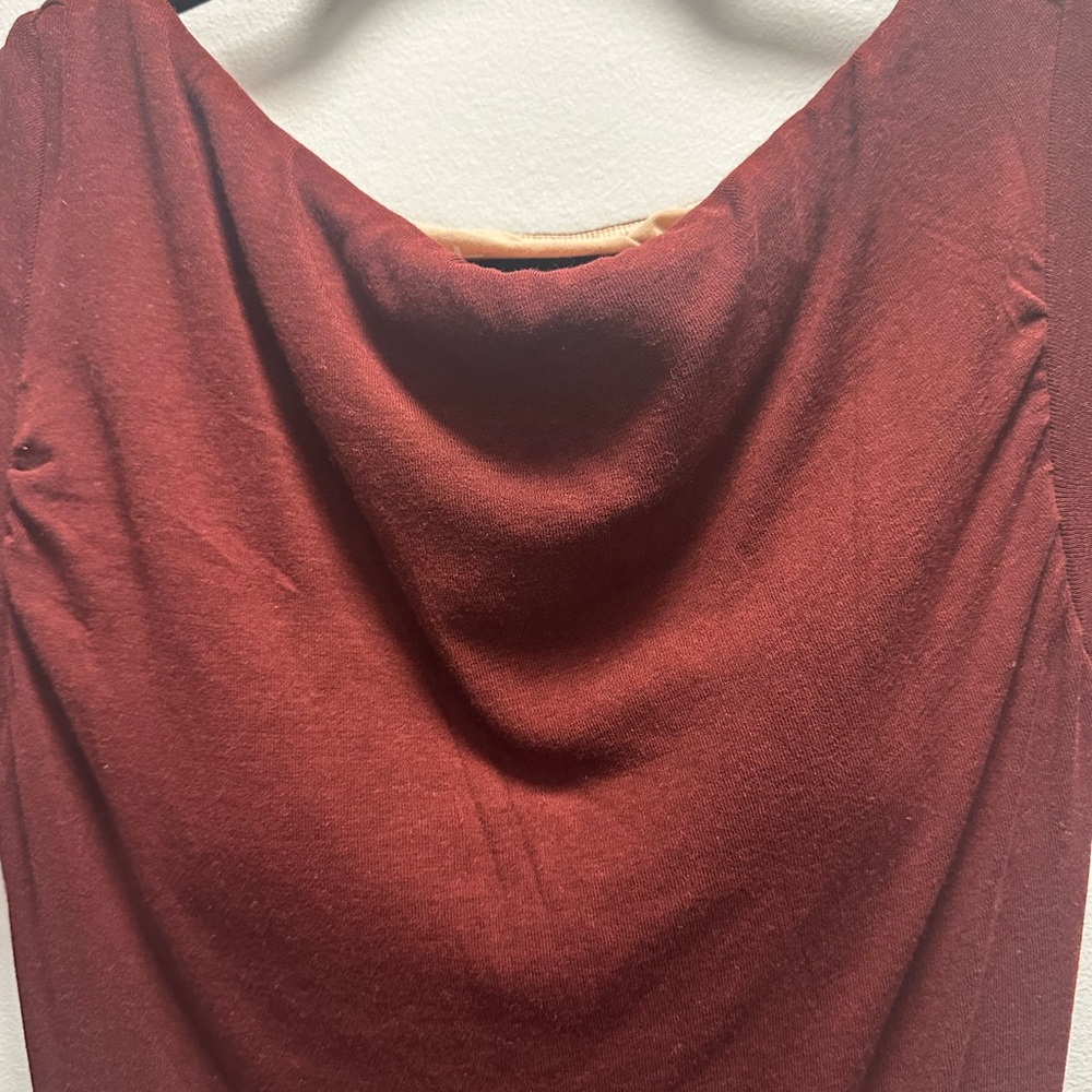 OGL LiteWarm Asymmetrical Shoulder Side Ruched Ankled Maxi Dress - Ruby - Picture 4 of 5